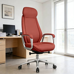 Chaise de bureau de direction ergonomique professionnelle en alliage d'aluminium à dossier haut avec repose-pieds, pour PDG/Directeur général - Product Image 1