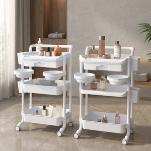 Chariot de rangement de luxe léger pour salon de beauté, coiffure et manucure avec serrures - Product Image 4
