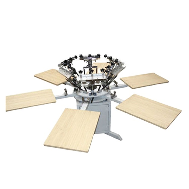 Industrial Printing Machine T-shirt Price 6 Colour 6 Station Clothing Manual Silk Screen Printer