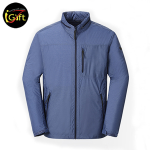 Chaqueta azul pizarra hecha a medida, impermeable, transpirable, informal, cálida, prendas de vestir exteriores, tela de plástico reciclado, ovejas ecológicas - Product Image 1