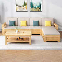 Sofá de Almacenamiento Convertible de Madera Maciza de Estilo Nórdico Moderno y Económico para Sala de Estar Pequeña de Invierno y Verano