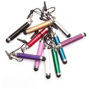 Portable Plastic Bullet Shaped Capacitive Stylus Touch Screen Pen With Strip Earphone Anti-Dust Plug Gift For Ipad