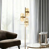 Lampe sur pied LED moderne nordique, éclairage décoratif d'intérieur pour salon avec anneau en métal acrylique, base E27, corps en aluminium