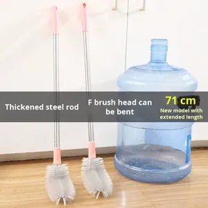 Brosse multifonctionnelle à long manche de 70 cm pour le nettoyage des bouteilles et des conteneurs, idéale pour les seaux d'eau purifiée et les fûts. - Product Image 3