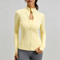Veste de yoga zippée pour femme en gros – 82,5 % polyester, 17,5 % élasthanne, anti-humidité, respirante, couleur unie, manches longues, ajustée