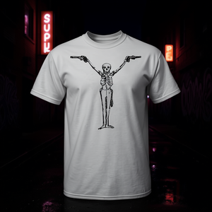 Camiseta Punk Skeleton Clutches Guns Ready For Action - Product Image 3