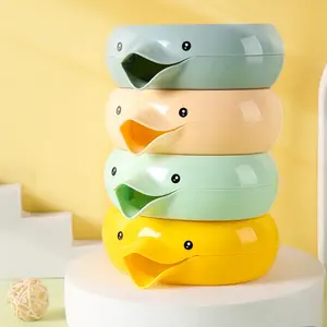 Porte-savon carré moderne à double couche, forme de canard mignon, auto-drainant, en plastique, boîte à savon créative pour salles de bain et hôtels - Product Image 4