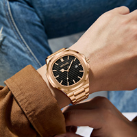 Montre à quartz de luxe X-GEQCK en or rose pour homme, montre carrée pour homme en acier inoxydable, étanche, lumineuse, avec date