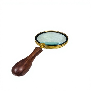 Loupe traditionnelle à manche en bois, cadre rond en laiton, durable, pour la décoration intérieure, la salle d'étude, l'utilisation au bureau, instrument de magnification - Product Image 1