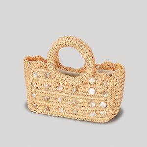 Nouveau Sac à Main en Coquillages Fait Main Printemps-Été pour Femme, Sac de Plage en Paille Tressée, Panier de Plage Simple en Paille - Product Image 3