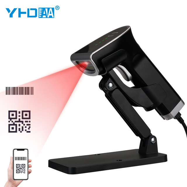 High Quality 2D Omnidirectional Barcode Reader Support Screen Scanning Android Bar Qr Code Scanner with Stand