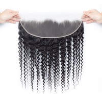 Ekstensi Rambut 13*4 Lace Closure Deep Curly 100% Rambut Asli Manusia Brazil Raw Cuticle Aligned Virgin Remy Hair 9A-12A Grosir