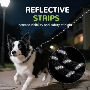 Sıcak satış yeni stil yansıtıcı naylon yuvarlak halat köpek tasma ağır ve yürüyüş için 360 ° döner kanca koşu eğitim - Product Image 2