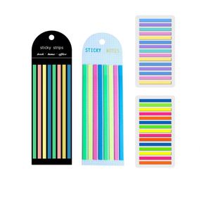 Juego de notas transparentes con índice de PET, 160 + 300 hojas, tira de pegatinas fluorescentes rectangulares pequeñas, suministros para oficina y escuela, papelería - Product Image 1