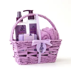 Wholesale luxury mothers day bath spa lavender gift set home spa gift basket