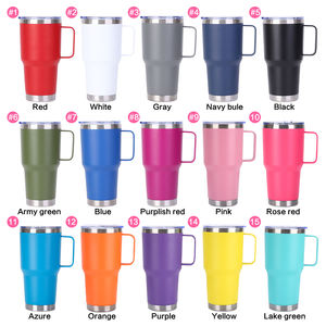 Bouteille d'eau isotherme personnalisée de 30 oz avec poignée, revêtement en poudre bleu, <span class=keywords><strong>gourde</strong></span> avec couvercle coulissant, thermos de 900 ml, mug à café de voyage, cadeau - Product Image 2