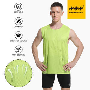 Singlet d'entraînement d'été en gros pour hommes, personnalisé, sans couture, respirant, en maille, séchage rapide, léger, veste de <span class=keywords><strong>course</strong></span> pour marathon - Product Image 1