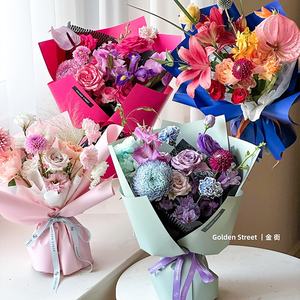 Papier d'emballage artisanal pour fleurs Han Feng 8, en soie épaisse, résine enduite, imperméable, simple face, pour matériaux de floriculture - Product Image 4