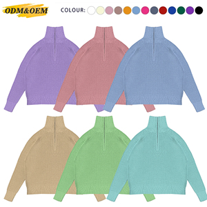 Tùy Chỉnh Đan Mùa Xuân Mùa Thu Mùa Đông Bông Cuộn Cổ Áo Len Nửa Zip Cổ Jumper Màu Rắn Người Đàn Ông Áo Thun Cao Cổ Đan Áo Len - Product Image 6