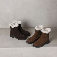 Sepatu Bot Pendek Wanita Cialisa Berkualitas Tinggi Bahan Kulit Suede Sapi Vintage Musim Dingin 2025, Sepatu Bot Salju Berbulu Wol Hangat, Sepatu Bot Setengah Tinggi untuk Wanita Ukuran 40