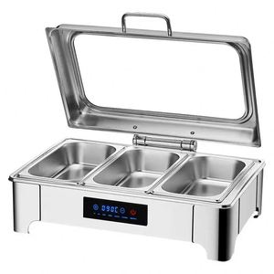 Réchaud de buffet rectangulaire en acier inoxydable doré pour mariage, ensemble chauffe-plats 9L avec distributeur d'alcool - Product Image 1