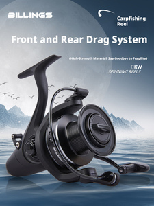 بكرة صيد بيلينز KW ثنائية الفرامل، بكرة معدنية بالكامل، فرامل أمامية/خلفية، للرمي لمسافات طويلة، بكرة صيد الكارب، للاستخدام باليد اليسرى، للأنهار والبحيرات، نسبة التروس 5.2:1 - Product Image 4