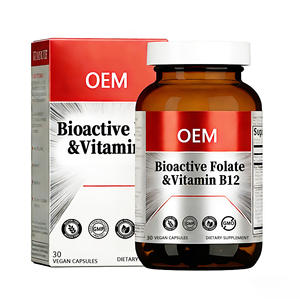 Cápsulas de Folato Bioactivo + Vitamina B12 OEM |   L-5-MTHF 680mcg DFE |   Metil B12 300mcg |   Vegan 30 Cápsulas - Product Image 1