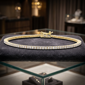 Bracelet certifié en or jaune 14 carats avec diamants naturels taille brillant 1,81 carat au total, plaqué rhodium, symétrique, pour femme, bijoux fins - Product Image 2