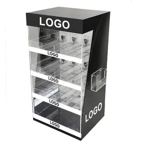 Custom Stand Display Cigarette Pusher Tobacco Cigarette Display Showcase Cigarettes Store Display Rack With Led Light