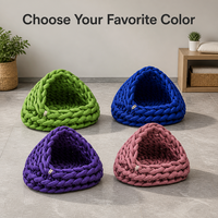 Lit pour chat exclusif transfrontalier, classique et tendance, tricoté, fermé, motif à carreaux, pour animaux de compagnie, toutes saisons, chauffant pour l'hiver