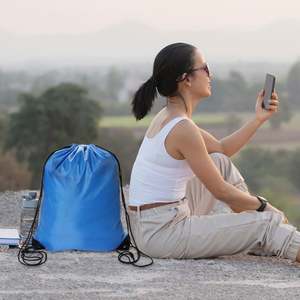 Custom Printed Logo Foldable <b>Drawstring</b> <b>Backpack</b> Waterproof Reusable Portable <b>Drawstring</b> Bag for Gym and Event - Product Image 6