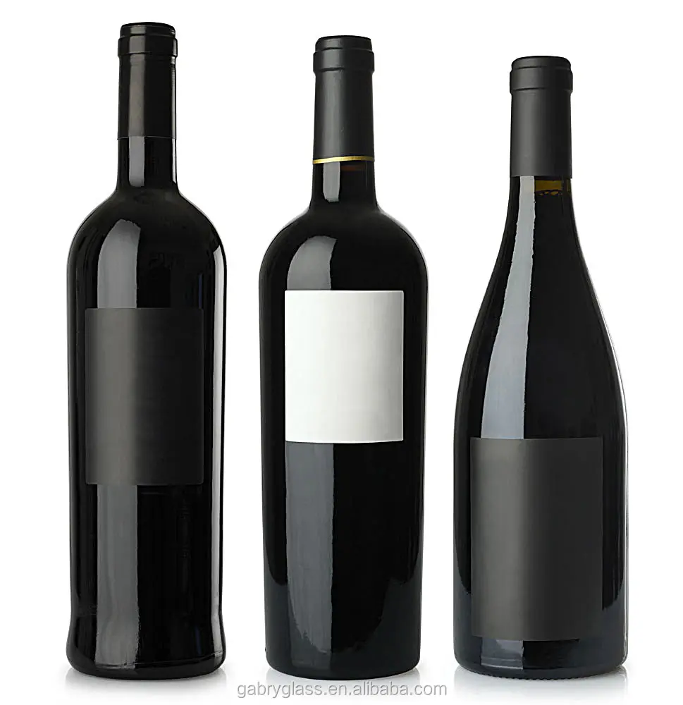 Garrafa de vinho tinto impressão de logotipo personalizada, garrafa de vidro preto 500ml 750ml