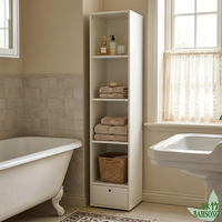 Meuble de rangement étroit avec 4 compartiments ouverts et tiroir inférieur, idéal pour petits espaces, salle de bain, cuisine, couloir, meuble de rangement autoportant