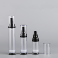 Emballages cosmétiques de luxe vides en plastique noir de 15 ml, 30 ml, 50 ml, flacons à pompe sans air pour les soins de la peau en voyage