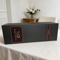 Boîte à vin de luxe gris foncé au design personnalisé créatif, emballage cadeau en carton rigide, boîte vide pour bouteille de vin rouge, vente en gros