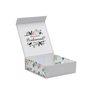 Logo Wedding Closure Gift Box Luxury Paper Bridesmaid Magnetic Bridesmaid Proposal Gift Box Set