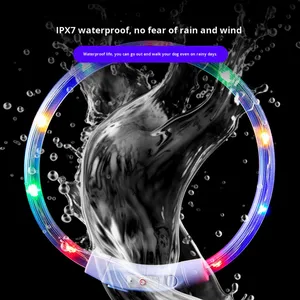 7색 방수 반사 USB 충전식 대형견용 DIY 절단 도구 포함 분실 방지 야광 목줄 - Product Image 2