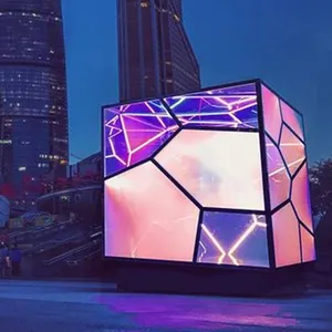 6 Sided 3D Rubiks Cube Shape Square Led Cubes Light Display Screen