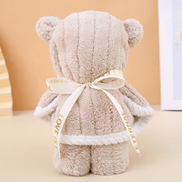 Serviette de bain épaisse et absorbante en velours corail motif petit ours, cadeau pour invité de mariage, pour célébration, cheveux ne tombent pas