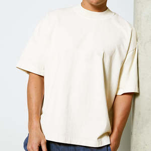 เสื้อยืดสตรีทแวร์ผู้ชายสุดหรู ผ้าฝ้าย 100% สกรีนโลโก้ได้ คอริบบ์ โอเวอร์ไซส์ ไหล่ตก พรีเมียม เสื้อยืดเปล่า - Product Image 5