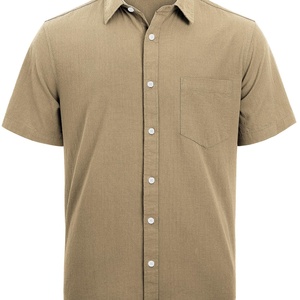 Wholesale Men's Breathable Cotton <b>Linen</b> Beach Shirts Short Sleeve Button Down Casual Vacation <b>Tops</b> - Product Image 6
