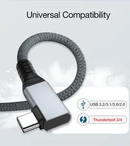 Ult-unite yeni tasarım sağ açı USB 4 tip C erkek kadın uzatma kablosu 90 derece USB4 uzatma kablo