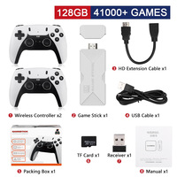 Console de jeu rétro 4K HD TV Emulateurs classiques Bâton de jeu vidéo avec deux contrôleurs sans fil 2.4G, jeux intégrés