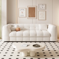 Canapé-lit multifonctionnel pour trois personnes, style Marshmallow Puff, avec matelas, revêtement en tissu et structure en métal, luxe