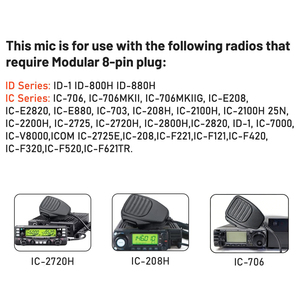 HM-118N 8 Pin <b>Microphone</b> for IC-2720H IC-2725E IC-2100H 2200H IC-706 IC-F221 IC-V8000 Radio Speaker - Product Image 2