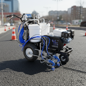 Machine de marquage routier manuelle à une ou deux composantes pour peinture de chaussée et traçage de lignes de parking avec billes de verre - Product Image 1