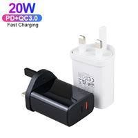 Chargeur USB C 20W à double port, adaptateur secteur pour Samsung S24 S23 Ultra, charge rapide, prise UK, certifié UKCA