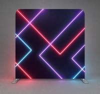 Mur de fond lumineux pour cabine photo de mariage, impression fluorescente qui brille dans le noir avec base en acier