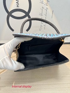 New Cross-border Trade Simple Polyester Evening Wedding <b>Handbag</b> Rhinestone Sequins Full Street Trend Bucket Tanjing - Product Image 4