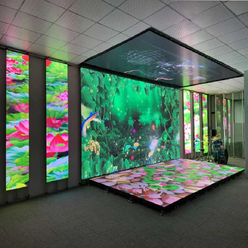 P3.91 led 스크린 댄스 게임 비디오 무대 바닥 스탠드 LED 벽을위한 디지털 타일